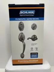 Schlage Plymouth / Flair Satin Nickel Brass Single Cylinder Front Door Set