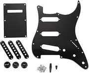 Tuperoymse Set of 3 Ply Black 11 Hole SSS Guitar Pickguard Strat Back Plate Pickup Covers Knobs Guitarra Tips Guitar Parts & Accessories-52 x 52 x 52Mm
