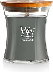 WoodWick Medium Hourglass Candle Evening Bonfire Scented with Premium Soy Blend Wax Pluswick Innovation Wood Wick Fall Decor Fragrance