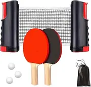 Table Tennis Set, Ping Pong Net Set, Professional Table Tennis Bat Set, Includes Table Tennis Bat, Table Tennis Balls, Retractable Table Tennis Net with Convenient Carry Bag