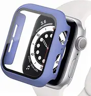Compatible for Apple Watch Series 7 45mm Case with Built-in Tempered Glass Screen Protector, Ultra Thin Matte Hard PC Protective Cover for iWatch 7 Case,Sea Blue
