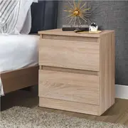 ALFORDSON Bedside Table RGB LED Nightstand 2/3 Drawers Side Table Storage Meg - 2 Drawers(Wood)