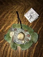RAKU STUDIO ART POTTERY Maui FISH Sherrie Barnhard ornament shells iridescent