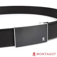 在飛比找momo購物網優惠-【MONTAGUT夢特嬌】經典方框黑底點紋Logo款-頭層牛