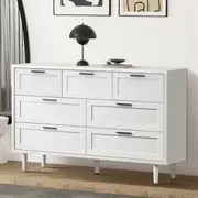 Oikiture 7 Chest of Drawers Dresser Chest Storage Cabinet Tallboy White