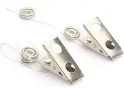 10Pcs Metal Badge Clips with Clear PVC Straps 2 Types Crocodile Clips for ID Cards and Badge Holders