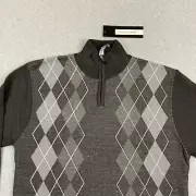 NEW Leonardo Gavino Sweater Mens 2XL Slim Pullover 1/4 Zip Argyle Gray Golf NWT