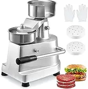 VEVOR Commercial Burger Patty Maker, 100mm/4inch Hamburger Beef Patty Maker, Heavy Duty Food-Grade Stainless Steel Bowl Burger Press Machine, Kitchen Meat Forming Processor with 1000 Pcs Patty Papers