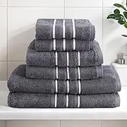 6 Pack Bath Towels Set Cotton Shower Beach Towel 650GSM Extra Soft Bath Mat Grey