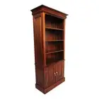 Solid Mahogany Wood Bookcase with Cupboard & Shelves