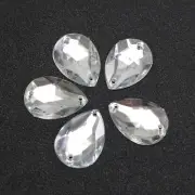 50 Clear Flatback Acrylic Sewing Rhinestone Teardrop Sew On Beads 18X25mm