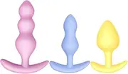 Silicone Anal Plug Kit, Set of 3 Stimulators Anal Plug Stimulate Dilator Pleasure From Silicon (Multicolor)
