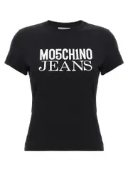 [Mo5ch1no Jeans] Mo5ch1no Jeans-Logo Print T Shirt Nero-Donna L Black