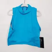 NWT Theatricals Girls XLC Turquoise Mock Neck Tank Zip Back Crop Top Dance Jazz