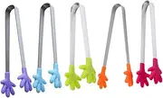 5pcs Mini Tongs Silicone Tips Hand Shape Food Tongs for Snacks Boys and Girls Tweezers for Appetizers Portable