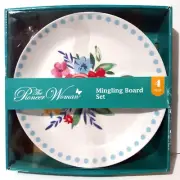 Pioneer Woman Mingling Board Set of 4 Holds Wine Glass/Appetizer New in Box