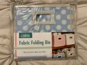 Badger Basket Fabric Blue Folding Bin White Trim 10x9x11 Polka Dot Nursery Boy
