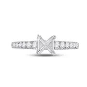 18k White Gold Round Diamond 1 Ct Rd Center Bridal Semi-Mount Ring 5/8 Ctw