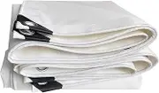 White Waterproof Tarpaulin 600g/m² Heavy Duty Tarp Sheet Cover 1x2m 1x3m 1x4m Canvas Tarpaulin Cover for Outdoor Use, Windproof and Snowproof(2x7m(6.5ftx23ft))