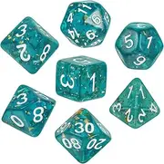 Vaguelly 7pcs Acrylic Number Table Game Dices Bulk Board Game Dices Bulk Acrylic Number Polyhedral Dices Pub RPG Blue