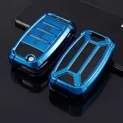 ONTTO Soft TPU Flip Car Key fob Cover for KIA Sid Rio Soul Sportage Ceed Sorento Cerato Forte K2 K3 K4 K5 Key case Keyring FoldingKey Shell Key Holder Key Protector Accessories 1pc Blue