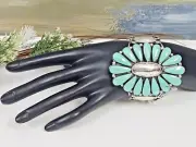CHACO CANYON TURQUOISE STERLING SILVER FLOWER CUFF BRACELET