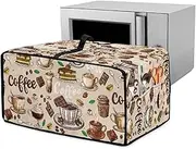 Doojoayie Brown Toaster Oven Cover Coffee Print 4 Slice Bread Machine Dust Protector Universal Fit Dust-proof & Stain Resistant Covers for Kitchen Appliance Protection