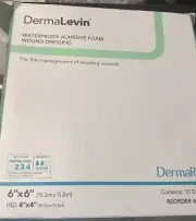Foam Dressing DermaLevin 6 X 6 Inch Square Adhesive with Border Sterile 10 Count