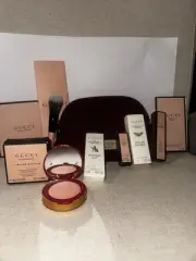 Gucci Limited Edition Soft Peach Blush + Mini Lipstick, Mini Mascara, EDP, Bag