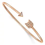 14k Rose Gold Natural Diamond Arrow Cuff Bangle