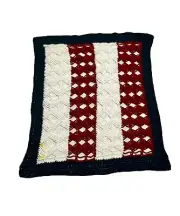 Handmade Chunky Knit Throw Blanket Afghan Lap Red White Blue Americana RV Van