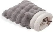 SOMAHE Cozy Cat Sleeping Bag 4 in 1 Function Snuggle Bag Blanket Mat Soft Warm & Washable (Small Cats) Cave Grey 21 × 17 Inch