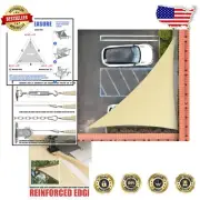 Heavy-Duty Beige Triangle Shade Sail - 95% UV Protection & 3-