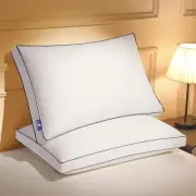 Feather Down Pillows King Size Set of 2 with Gusset, Soft Fluffy 20x36 in