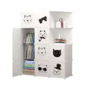 SOGA 10 Cubes White Portable Wardrobe Divide-Grid Modular Storage Organiser Fold