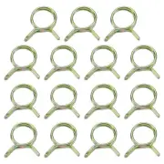 15Pcs Double Wire Spring Hose Clamps, 11mm Tube Clips, Color Zinc