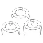 3pcs Steam Rack 4.5" Dia Metal Trivets for Cooker Silver (1"/1.8"/2.6" Tall)