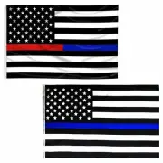 Thin Blue Line & Blue & Red Line USA Flags 3x5 ft Support Police Fire
