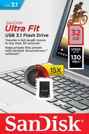 SanDisk USB 3.1 32GB Ultra Fit Flash Drive