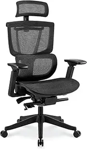 [FLEXISPOT] C7 Ergonomic Office Chair Adjustable Height Swivel Seat Headrest Armrests Lumbar Support Smooth Caster Wheels Black Mesh Seat No Footrest Breathable Ergonomic