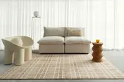 Loopsie Oodi Brown and Ivory Plaid Washable Rug