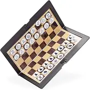 Portable Pocket Chess Set, Foldable Travel Magnetic Mini Checkers Light Weight Family Game