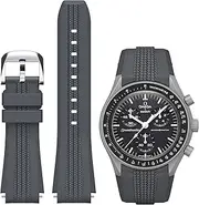 [REBANDACE] Strap for Moonswatch Watch,No Gap Silicone Strap for Omega X Swatch Speedmaster Moonswatch Watch 20mm,Soft Replacement Curved Strap for Swatch Omega Men Women