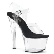 Pleaser Sky-308 Sexy Clear Black Pole Dancer Evening Platform Sandals