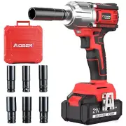 21V Cordless High Torque Impact Wrench 1/2 inch, Powerful Brushless Motor wit...