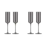 2x 2pc Tempa Verity Champagne Crystal Glass Home/Barware Set Modern Design Smoke