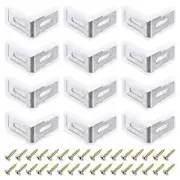 12 Pcs Plastic Corner Brace, 28x17.5x28mm Angle Bracket with Screws, White
