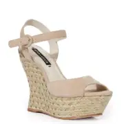 Alice+Olivia 'Jana' Suede Wedge Platform Sandal in Nomad sz 6.5 NIB