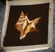 Finished CONCH SHELL NEEDLEPOINT 11 1/4" Square, Canvas 13"X14" Ready To Craft
