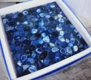 24" Blue Agate Stone Coffee Table Top Handcrafted Agate Patio Sofa Table Decors